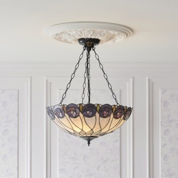 Endon 111872 - Полилей на верига Tiffany HUTCHINSON, 3xE27/60W/230V, диам. 50 cm