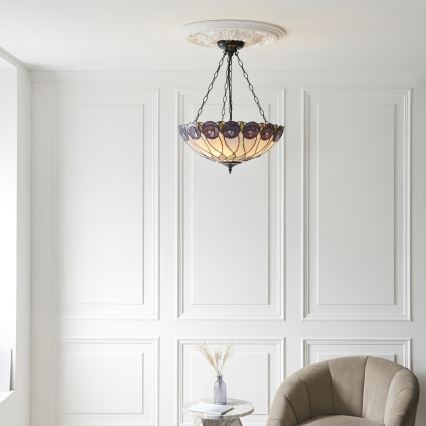 Endon 111872 - Полилей на верига Tiffany HUTCHINSON, 3xE27/60W/230V, диам. 50 cm