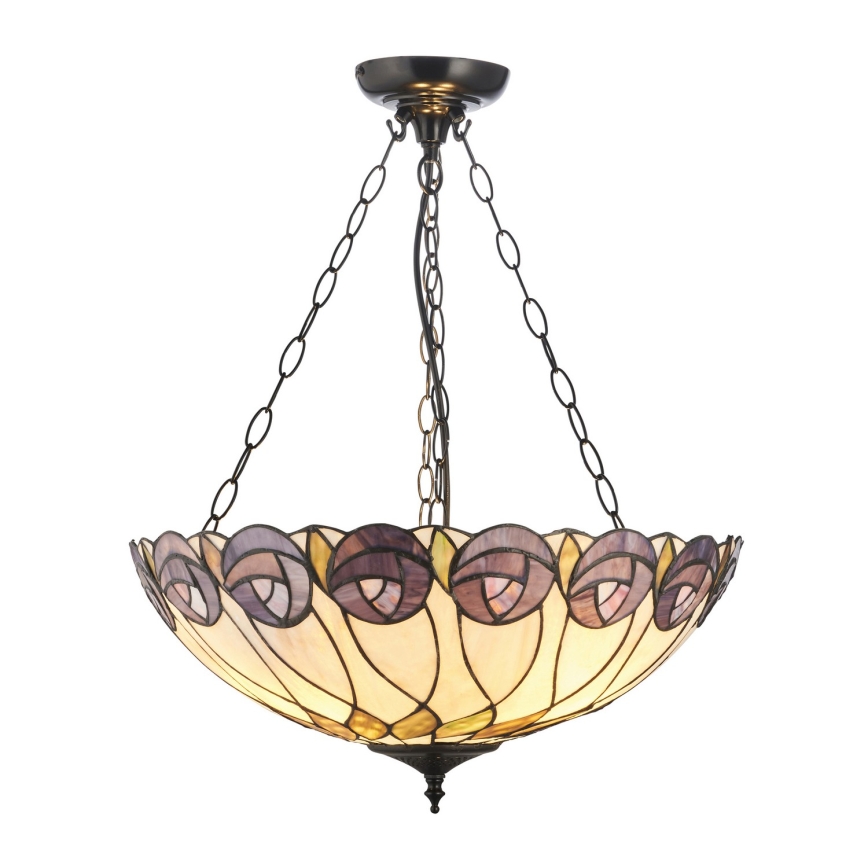 Endon 111872 - Полилей на верига Tiffany HUTCHINSON, 3xE27/60W/230V, диам. 50 cm