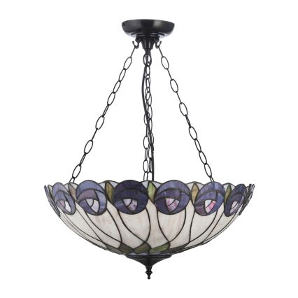 Endon 111872 - Полилей на верига Tiffany HUTCHINSON, 3xE27/60W/230V, диам. 50 cm