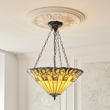 Endon 111881 - Полилей на верига Tiffany JAMELIA 3xE27/10W/230V Ø 50 см