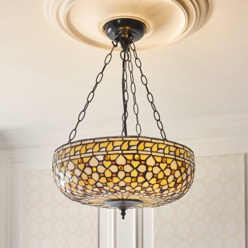 Endon 111882 - Полилей на верига Tiffany MILLE FEUX 3xE27/10W/230V Ø 45 см