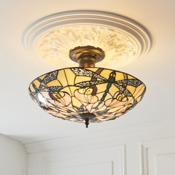 Endon 111892 - Елегантна плафониера в стил Тифани ASHTON, 3×E27 (10W), 230V, Ø 45 см