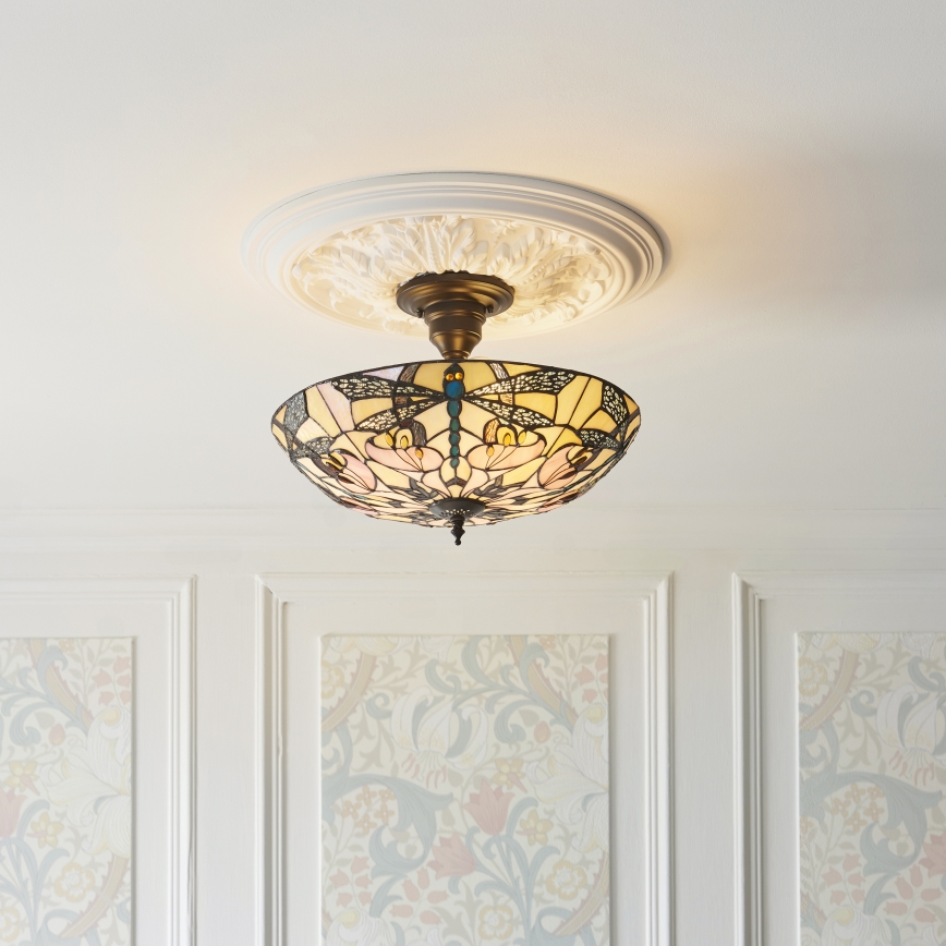 Endon 111892 - Елегантна плафониера в стил Тифани ASHTON, 3×E27 (10W), 230V, Ø 45 см