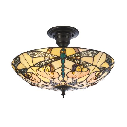 Endon 111892 - Елегантна плафониера в стил Тифани ASHTON, 3×E27 (10W), 230V, Ø 45 см