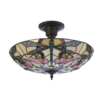 Endon 111892 - Елегантна плафониера в стил Тифани ASHTON, 3×E27 (10W), 230V, Ø 45 см