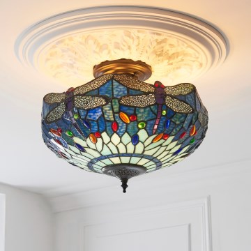 Endon 111897 - Плафонен полилей Tiffany DRAGONFLY 3xE27/10W/230V пр. 41 cm