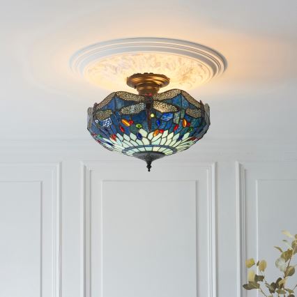 Endon 111897 - Плафонен полилей Tiffany DRAGONFLY 3xE27/10W/230V пр. 41 cm