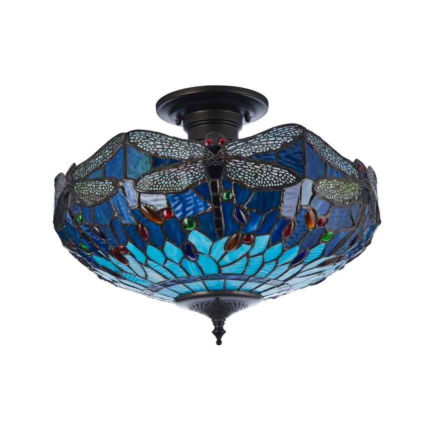 Endon 111897 - Плафонен полилей Tiffany DRAGONFLY 3xE27/10W/230V пр. 41 cm