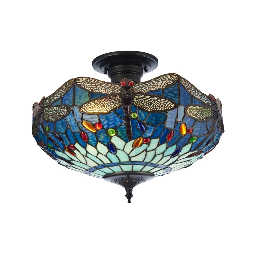Endon 111897 - Плафонен полилей Tiffany DRAGONFLY 3xE27/10W/230V пр. 41 cm