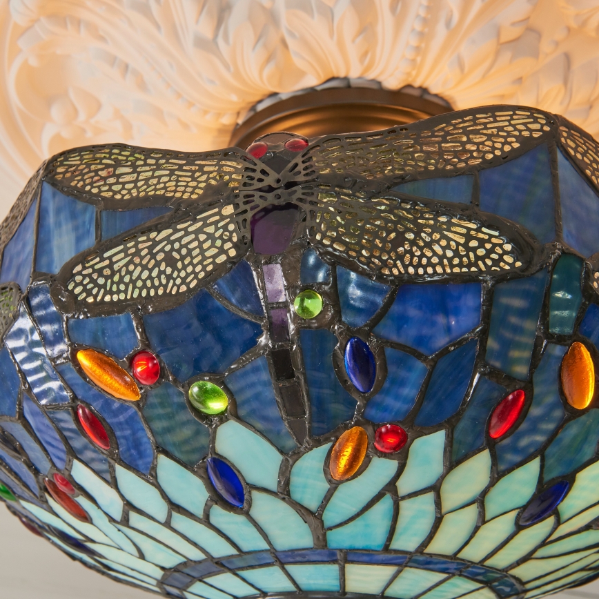 Endon 111897 - Плафонен полилей Tiffany DRAGONFLY 3xE27/10W/230V пр. 41 cm