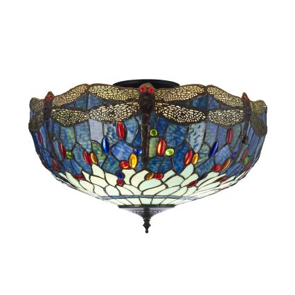 Endon 111899 - Таванно осветително тяло Tiffany DRAGONFLY 3xE27/10W/230V диаметър 50 см