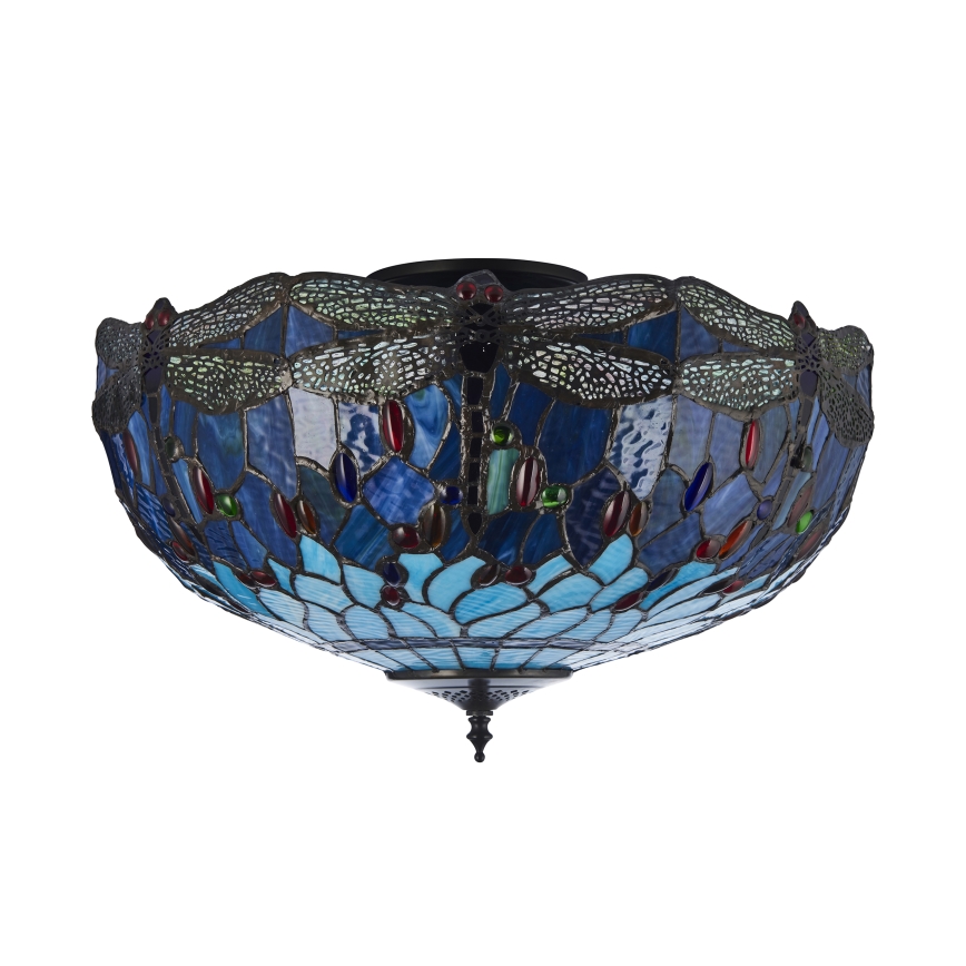 Endon 111899 - Таванно осветително тяло Tiffany DRAGONFLY 3xE27/10W/230V диаметър 50 см