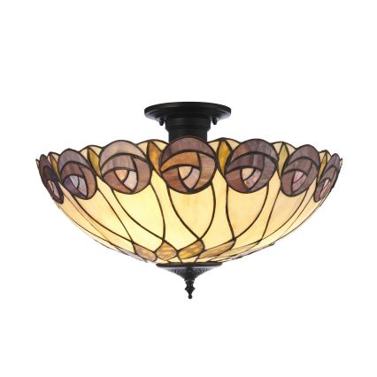 Endon 111906 - Прикрепен таванен полилей Tiffany HUTCHINSON 3xE27/10W/230V Ø 50 см