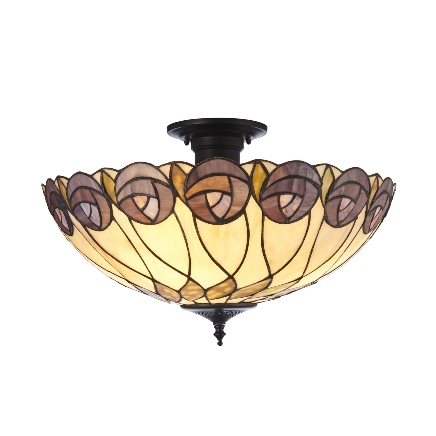 Endon 111906 - Прикрепен таванен полилей Tiffany HUTCHINSON 3xE27/10W/230V Ø 50 см