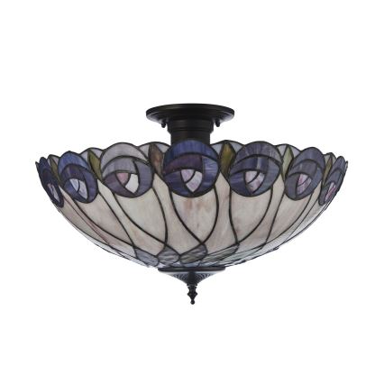 Endon 111906 - Прикрепен таванен полилей Tiffany HUTCHINSON 3xE27/10W/230V Ø 50 см
