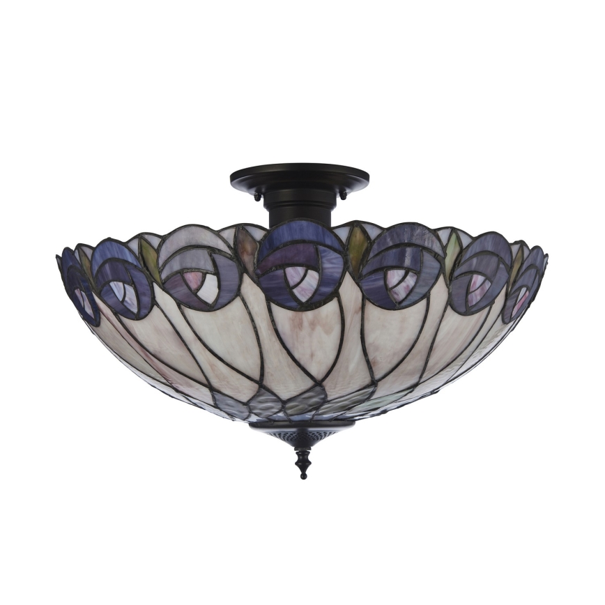 Endon 111906 - Прикрепен таванен полилей Tiffany HUTCHINSON 3xE27/10W/230V Ø 50 см
