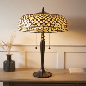 Endon 112178 - Настолна лампа Tiffany MILLE FEUX, 2xE14/40W/230V, диаметър 45 см