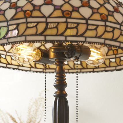 Endon 112178 - Настолна лампа Tiffany MILLE FEUX, 2xE14/40W/230V, диаметър 45 см