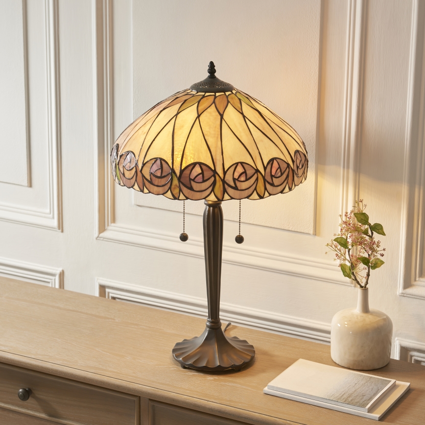 Endon 112184 - Настолна лампа Tiffany HUTCHINSON, 2xE27/10W/230V, диаметър 40 см