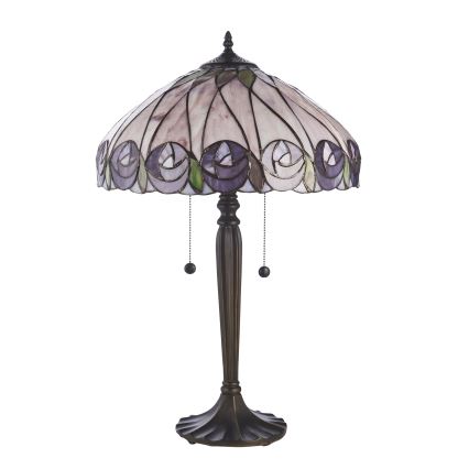 Endon 112184 - Настолна лампа Tiffany HUTCHINSON, 2xE27/10W/230V, диаметър 40 см