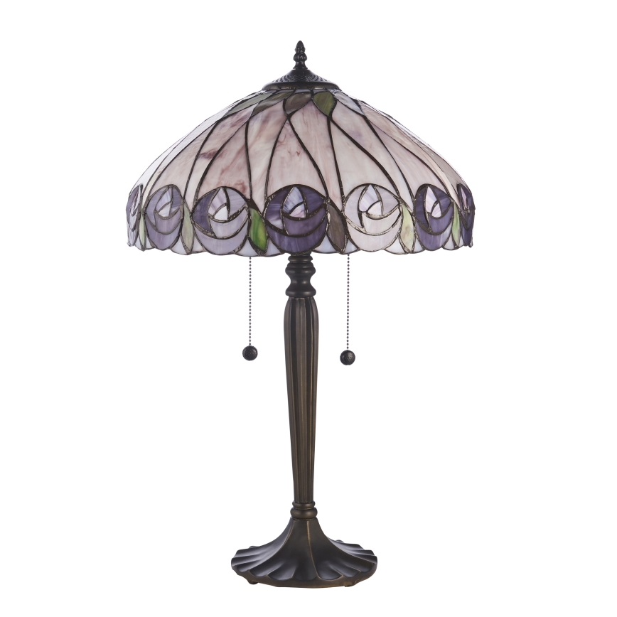 Endon 112184 - Настолна лампа Tiffany HUTCHINSON, 2xE27/10W/230V, диаметър 40 см