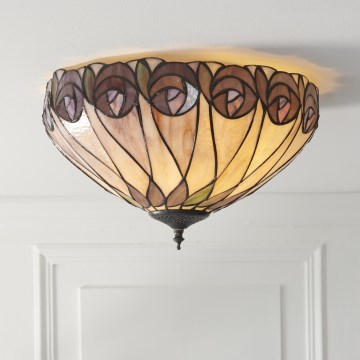 Endon 112188 - Таванно осветително тяло в стил Tiffany HUTCHINSON, 2xE27/60W/230V, Ø 40 см