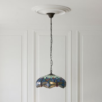 Endon 112195 - Полилей на верига Tiffany DRAGONFLY 1xE27/60W/230V Ø 41 см