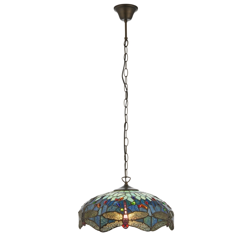 Endon 112195 - Полилей на верига Tiffany DRAGONFLY 1xE27/60W/230V Ø 41 см