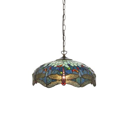 Endon 112195 - Полилей на верига Tiffany DRAGONFLY 1xE27/60W/230V Ø 41 см