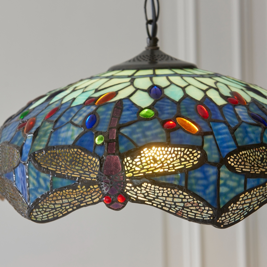 Endon 112195 - Полилей на верига Tiffany DRAGONFLY 1xE27/60W/230V Ø 41 см