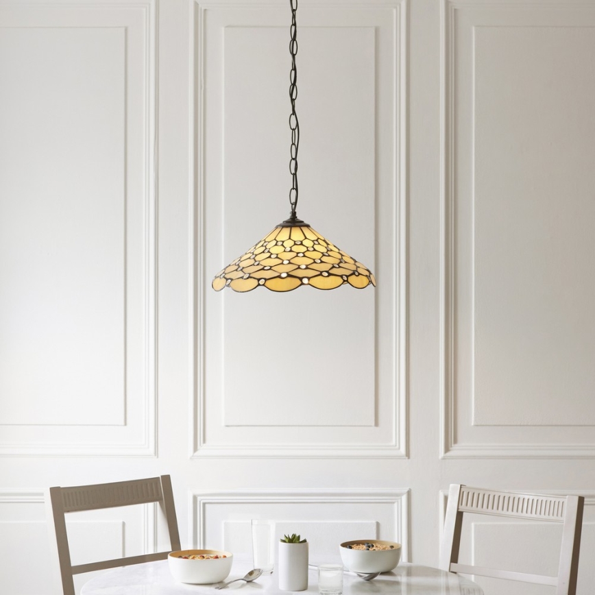 Endon 112226 - Полилей на верига Tiffany PEARL 1xE27/10W/230V Ø 45 см