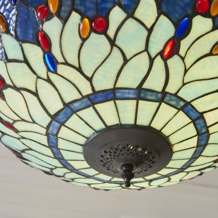 Endon 112250 - Полилей на верига Tiffany DRAGONFLY 3xE27/60W/230V, Ø 50 см