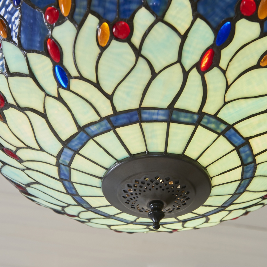 Endon 112250 - Полилей на верига Tiffany DRAGONFLY 3xE27/60W/230V, Ø 50 см