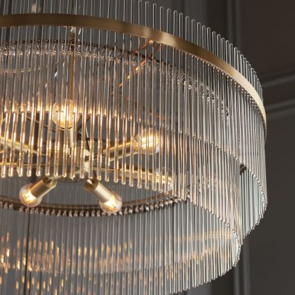 Endon 112574 - Полилей с верига MARIETTA GRAND 7xE14/7W/230V месинг/прозрачно стъкло