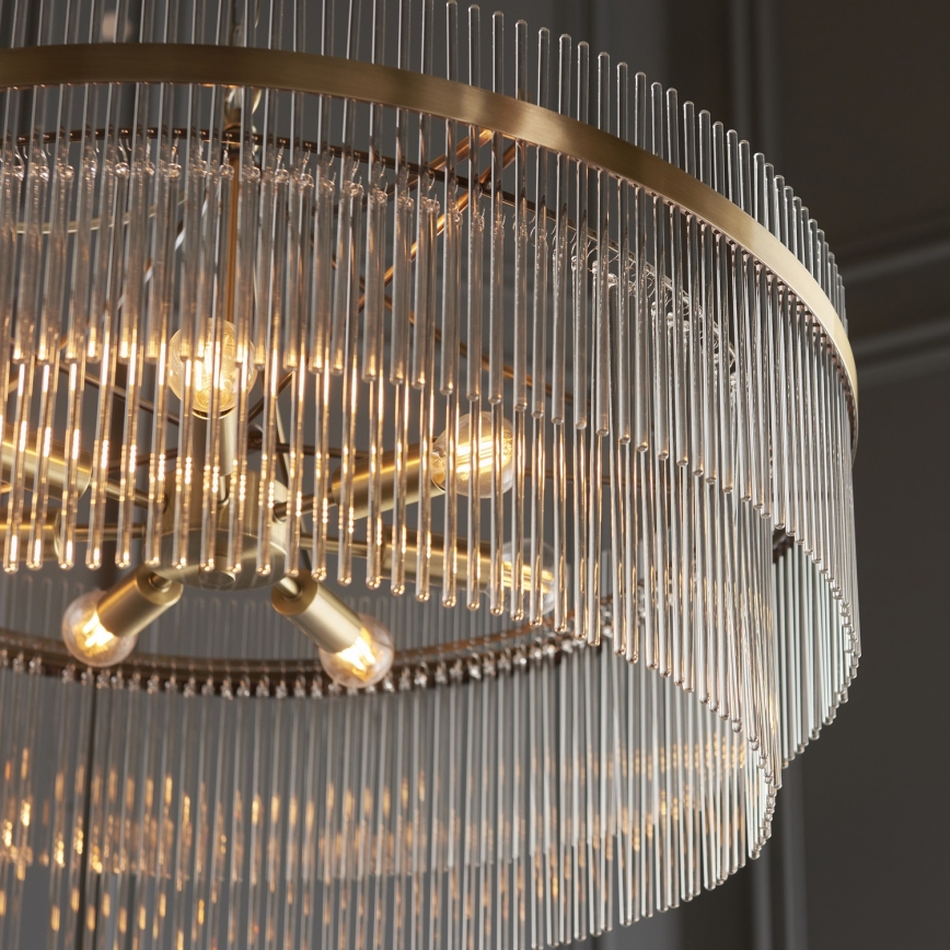 Endon 112574 - Полилей с верига MARIETTA GRAND 7xE14/7W/230V месинг/прозрачно стъкло