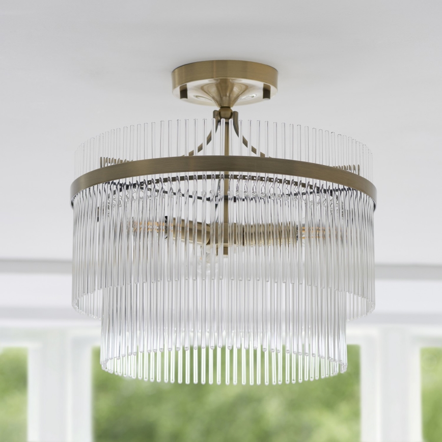 Endon 112575 - Полилей за повърхностен монтаж MARIETTA 3xE14/7W/230V месинг/прозрачен