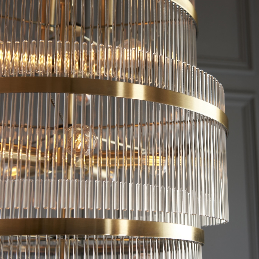 Endon 112793 - Пендел MARIETTA GRAND 21xE14/6W/230V месинг/прозрачен