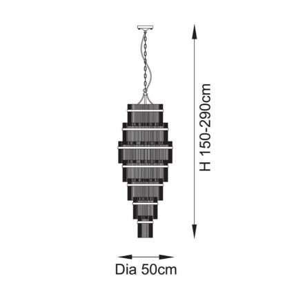 Endon 112793 - Пендел MARIETTA GRAND 21xE14/6W/230V месинг/прозрачен
