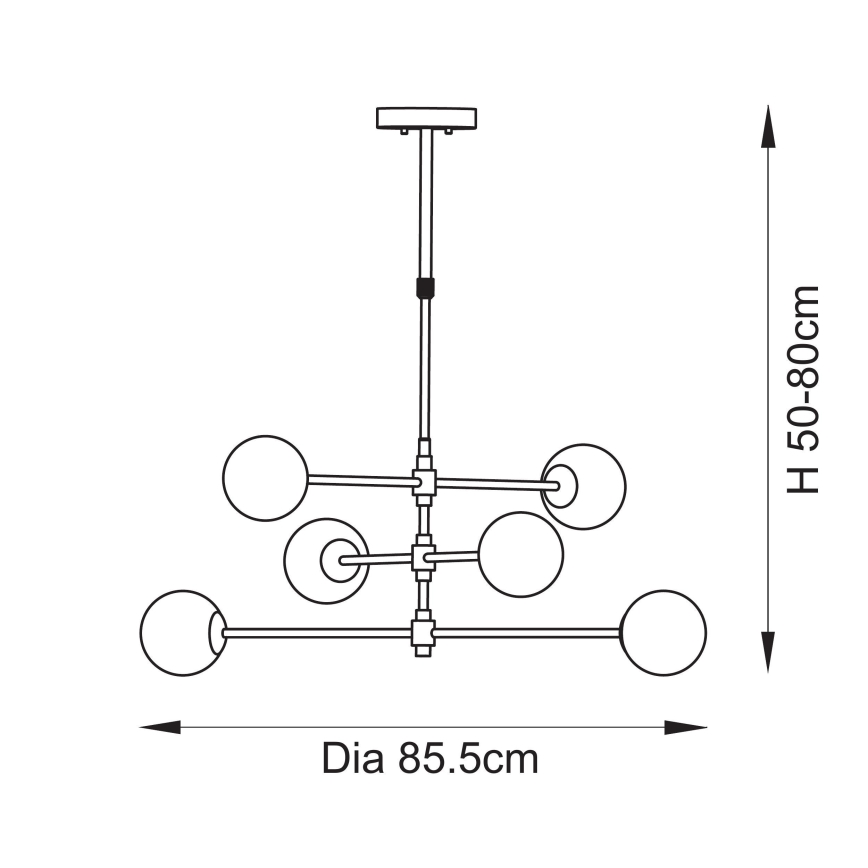 Endon 114039 - Полилей на штанга 6xG9/3,2W/230V златен