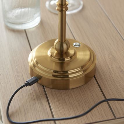 Endon 114811 - LED С регулируема яркост акумулаторна настолна лампа BURLEY LED/1,5W/5V 3600 mAh месинг/бял