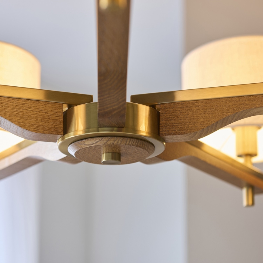 Endon 116994 - Полилей на верига HEATHCLIFF 5xE14/7W/230V месинг/ясен