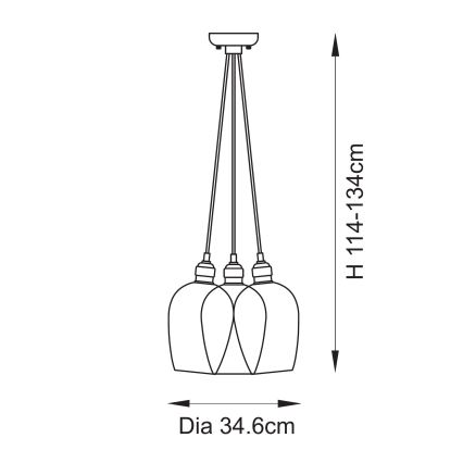 Endon 120648 - Полилей на кабел 3xE27/10W/230V месинг