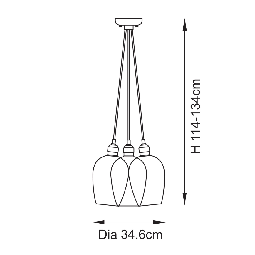 Endon 120648 - Полилей на кабел 3xE27/10W/230V месинг