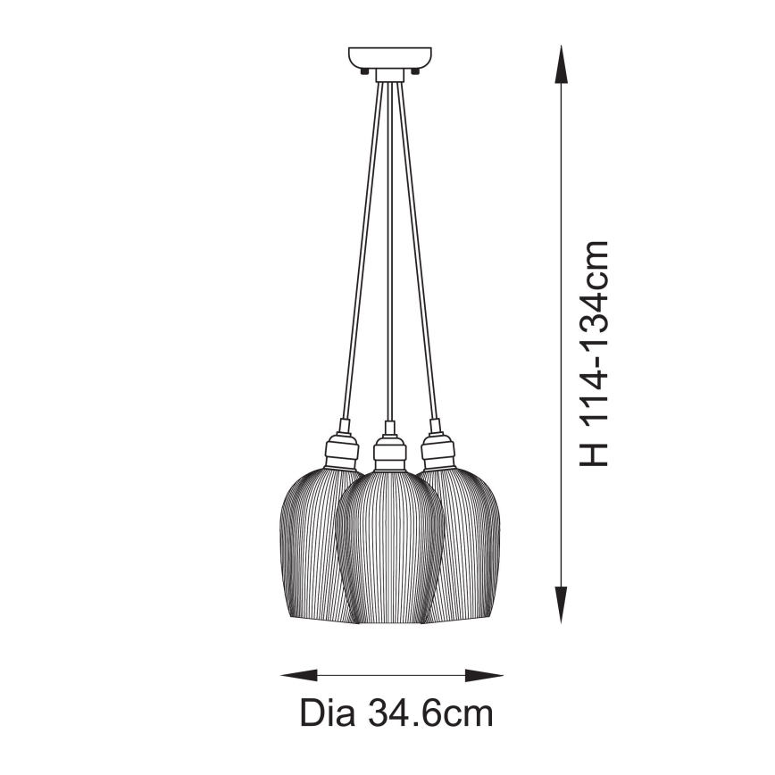 Endon 120652 - Полилей на кабел 3xE27/10W/230V, лъскав хром