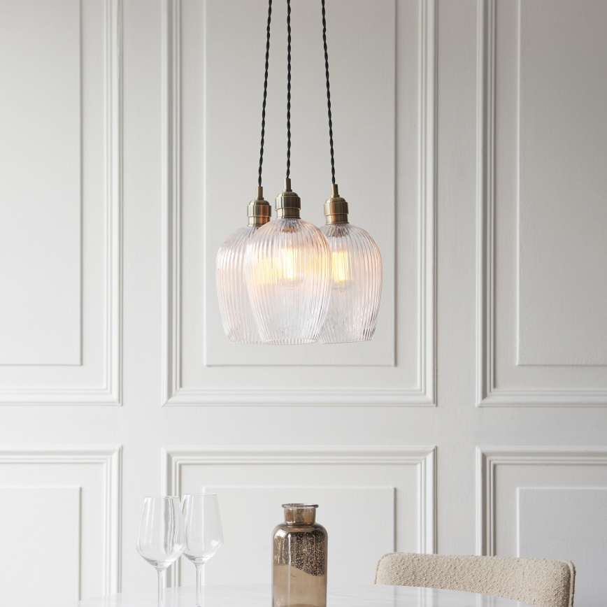 Endon 120656 - Полилей на кабел 3xE27/10W/230V месинг