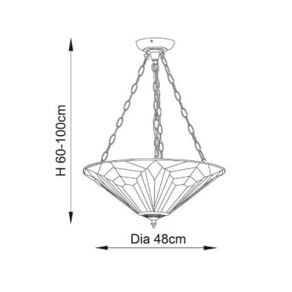 Endon 63936 - Полилей на верига Tiffany ASTORIA 3xE27/60W/230V диаметър 48 см