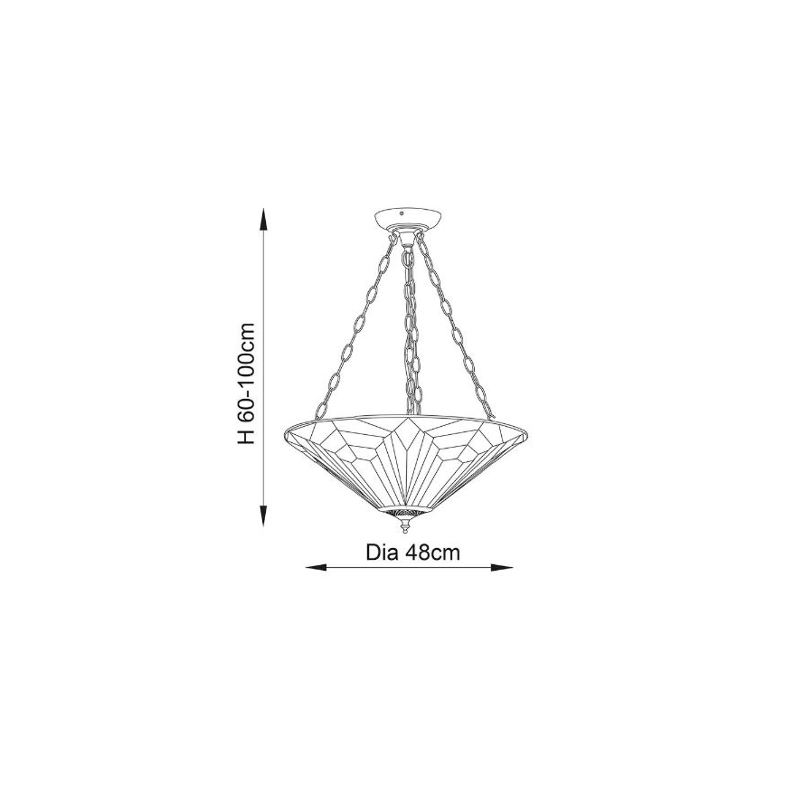 Endon 63936 - Полилей на верига Tiffany ASTORIA 3xE27/60W/230V диаметър 48 см