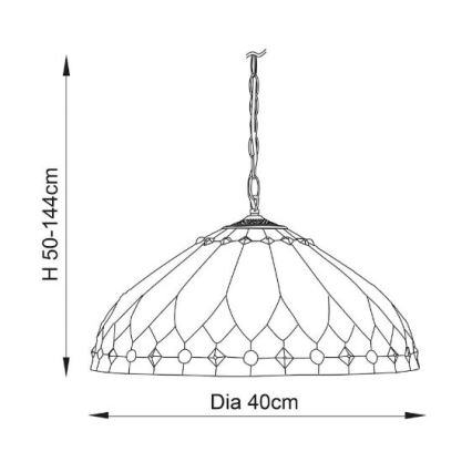 Endon 63977 - Полилей на верига Tiffany BROOKLYN 1xE27/60W/230V Ø 40 см