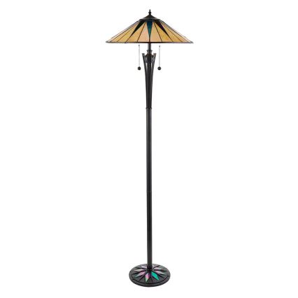 Endon 64041 - Подова лампа Tiffany DARK STAR, 2x E27, 60W, 230V, Ø 49 см